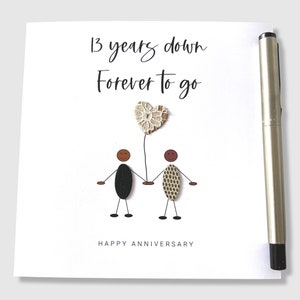 Carte pour 13e anniversaire de mariage Dentelle ethnique Anniversaire de 13 ans plus tard