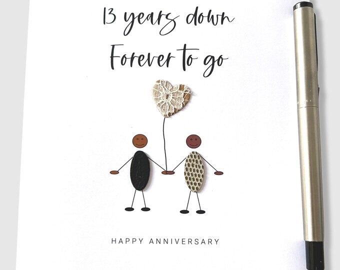 13th Wedding Anniversary Card Ethnic Lace Anniversary 13 Years Down