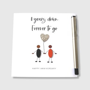 Carte pour 11e anniversaire de mariage Carte d'anniversaire en acier pour 11 ans de retard Lui ethnique Son mari Femme
