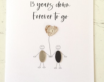 13th Wedding Anniversary Card Lace Anniversary 13 Years Down Little People
