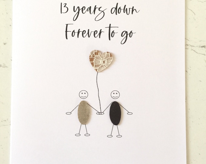 13th Wedding Anniversary Card Lace Anniversary 13 Years Down Little People