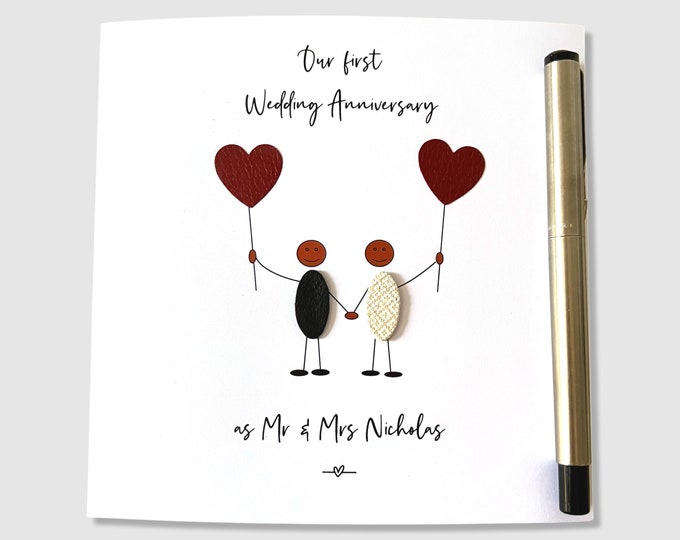 Personalised 1st Wedding Anniversary Card Ethnic Paper Anniversary Him Her Husband Wife