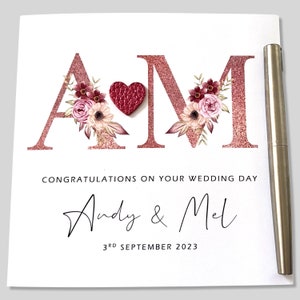 Carte de mariage personnalisée rose