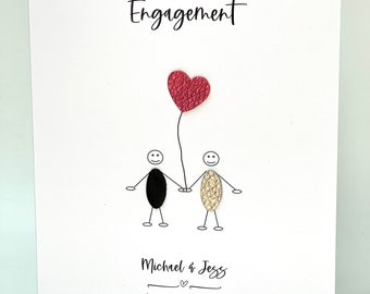 Large Engagement Card Personalised A5 Engagement Card Little People Leather Faux Vegan Cork