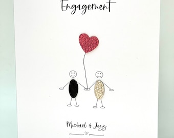 Large Engagement Card Personalised A5 Engagement Card Little People Leather Faux Vegan Cork