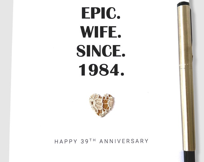 39th Wedding Anniversary Card Lace Anniversary Epic Wife Husband Him Her