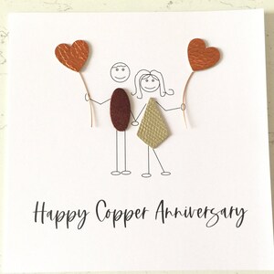 Carte d'anniversaire en cuivre 7e anniversaire de mariage Carte 22e anniversaire de mariage femme mari lui couple