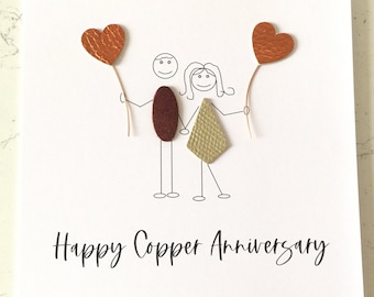 Copper Anniversary Card, 7th 22nd Wedding Anniversary