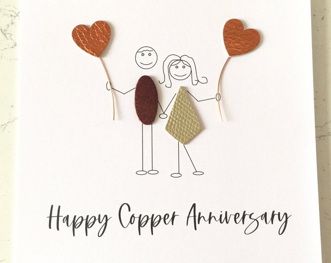 Copper Anniversary Card 7th Wedding Anniversary Card 22nd Anniversary Wife Husband Him Her Couple
