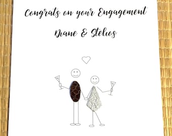 Personalised Engagement Card Vegan Cork Leather Little People