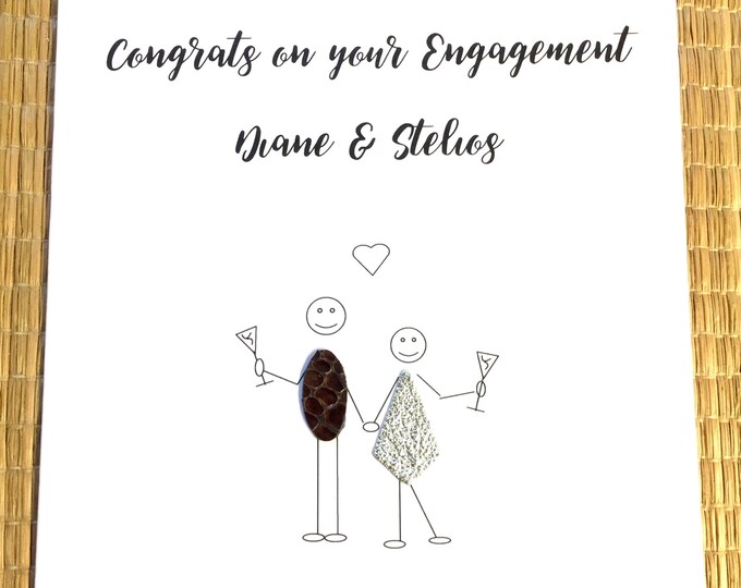 Personalised Engagement Card Vegan Cork Leather Little People