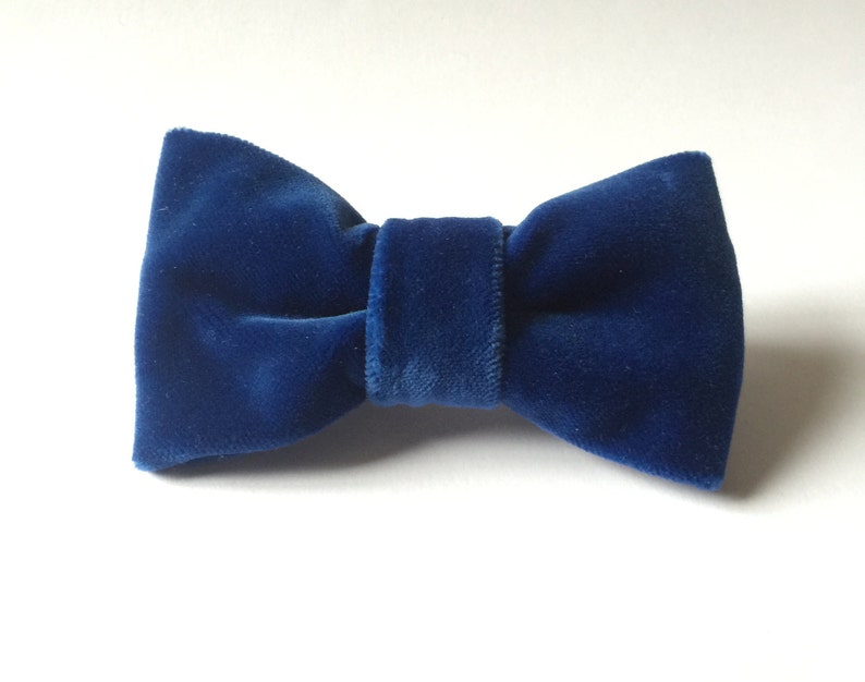 Dog Bow Tie Royal Blue Velvet Dog Harness Bowtie Easily Attachable and Adjustable Pet Bow Ties