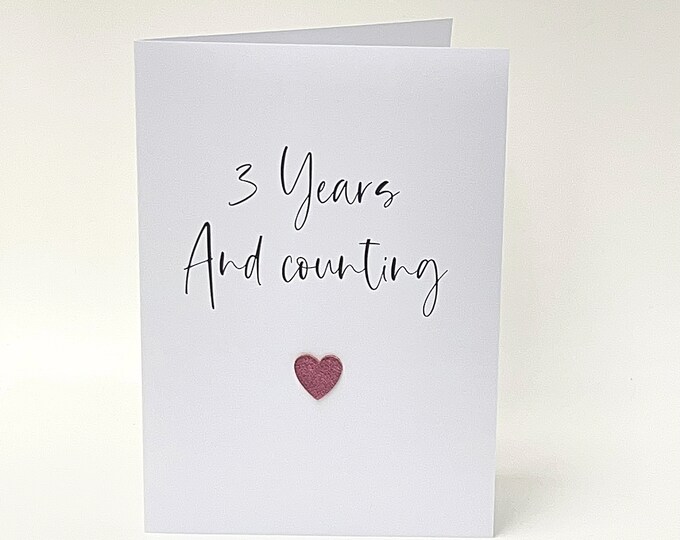 3 Years & Counting 3rd Wedding Anniversary Card Leather Anniversary Wife Husband Him Her