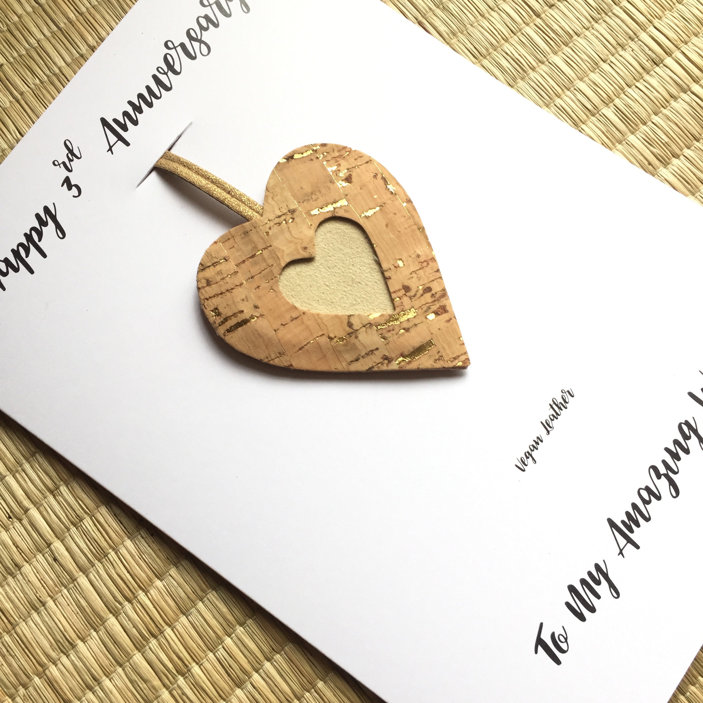 3rd wedding anniversary card leather anniversary vegan