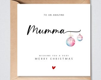 Mumma Christmas Card Pastel Baubles Mama Mum Mam Mummy