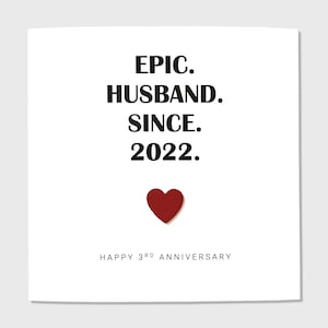 Carte d'anniversaire en cuir pour le 3e anniversaire de mariage épique femme mari lui elle fait main Royaume-Uni