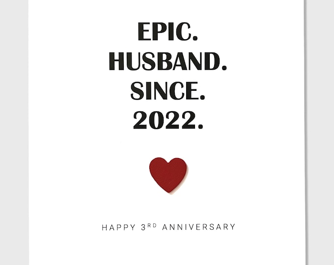 3rd Wedding Anniversary Card Leather Anniversary Epic Wife Husband Him Her Handmade UK