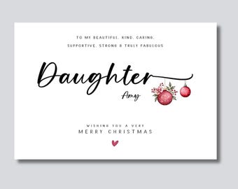 Personalised Daughter Christmas Card: Large A5 or Square Card