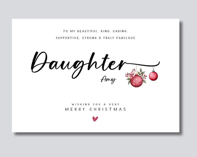 Personalised Daughter Christmas Card: Large A5 or Square Card