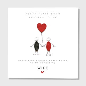 Carte 40e anniversaire de mariage 40 ans plus tard Ruby anniversaire lui son mari sa femme