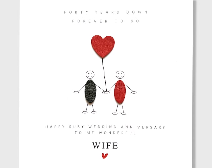 40th Wedding Anniversary Card 40 Years Down Ruby Anniversary Him Her Husband Wife