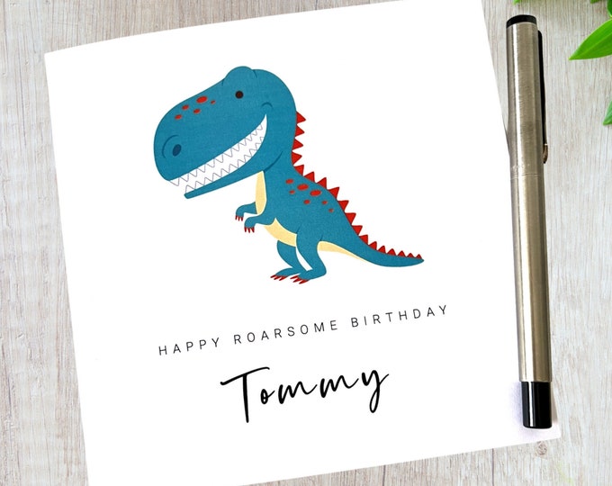 Personalised Birthday Card Dinosaur Birthday Card Boy Girl Son Grandson Nephew