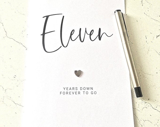 11 Years Down 11th Wedding Anniversary Card Steel Anniversary Wife Husband Him Her