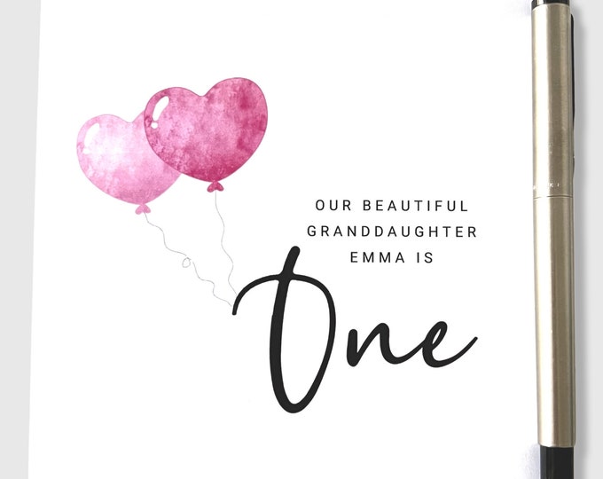 Granddaughter 1st Birthday Card Personalised