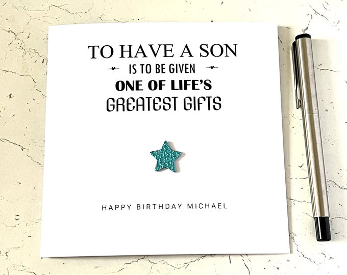 Son Birthday Card Personalised Greatest Gift Son Birthday Card
