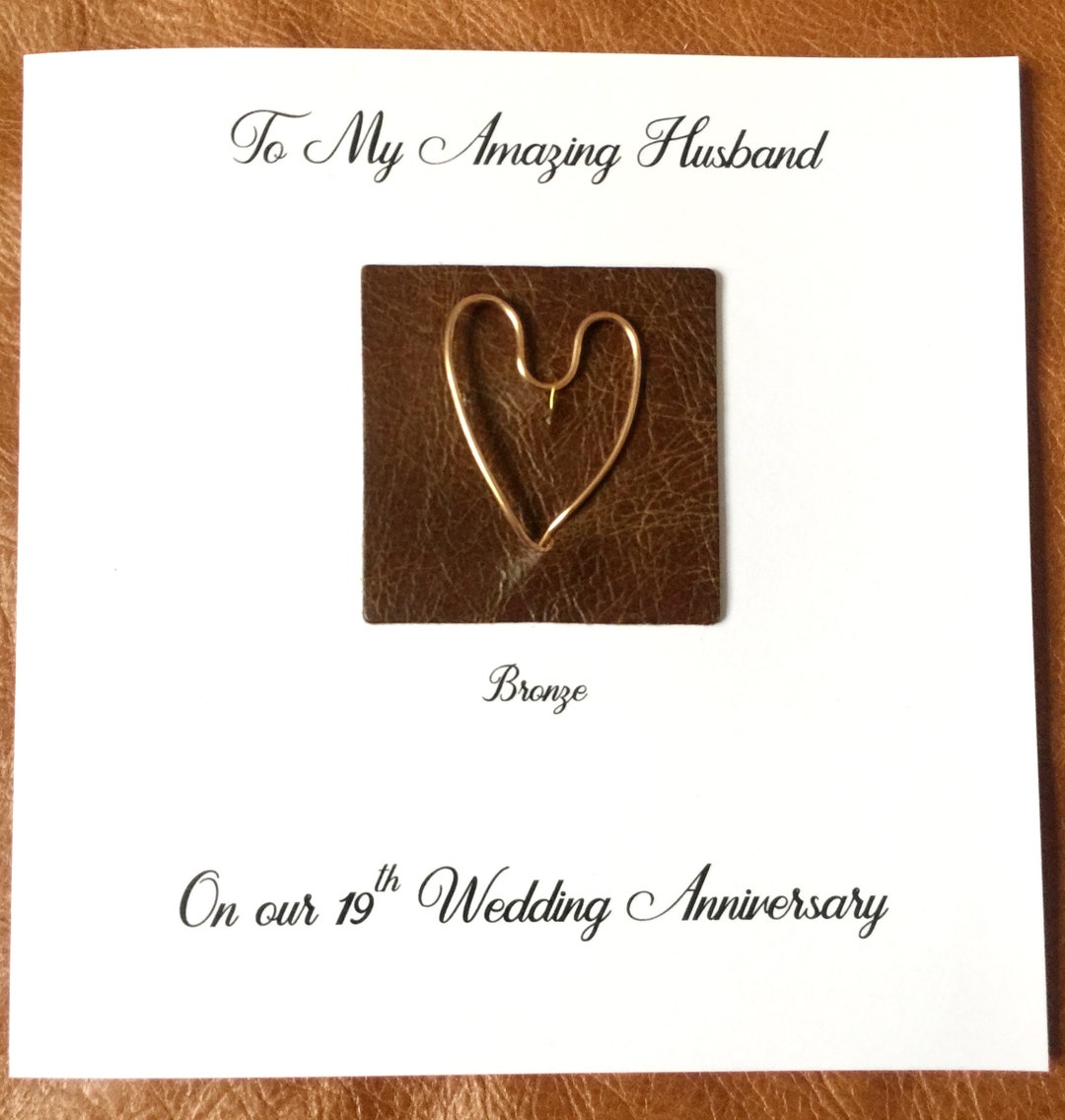 19th Wedding Anniversary Card Bronze Anniversary Card Wife Husband Him Her Handmade UK Etsy UK