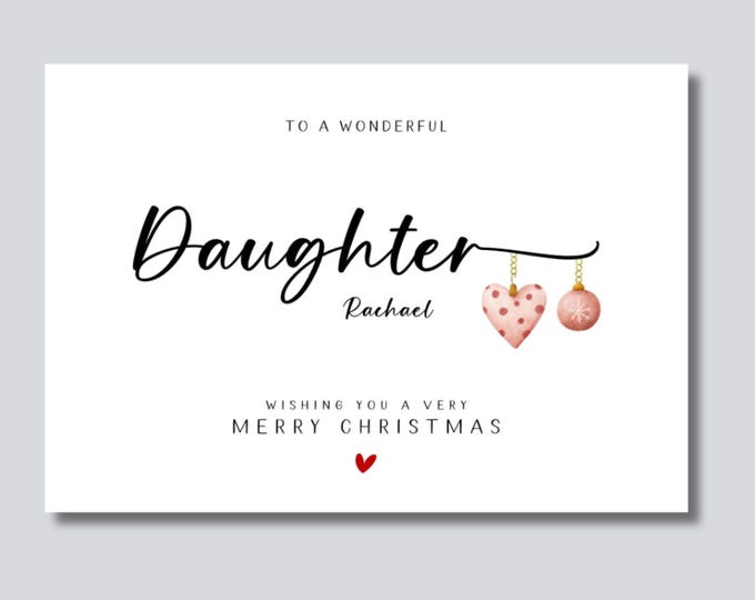 Daughter Christmas Card Personalised: Large A5 Card