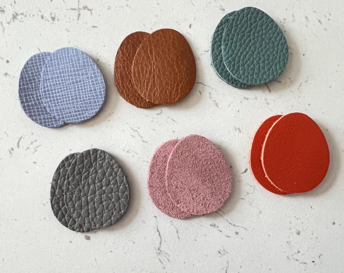 Leather Oval Earring Blanks, Earring Shapes 12 Pieces Blue Tan Orange Grey
