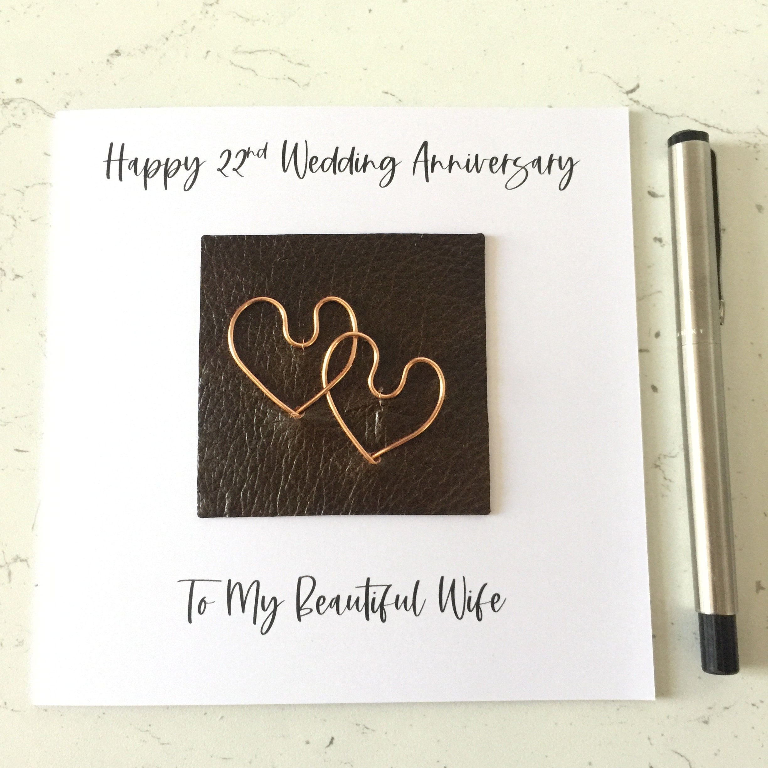 22nd Wedding Anniversary Card Copper Anniversary Entwined Etsy