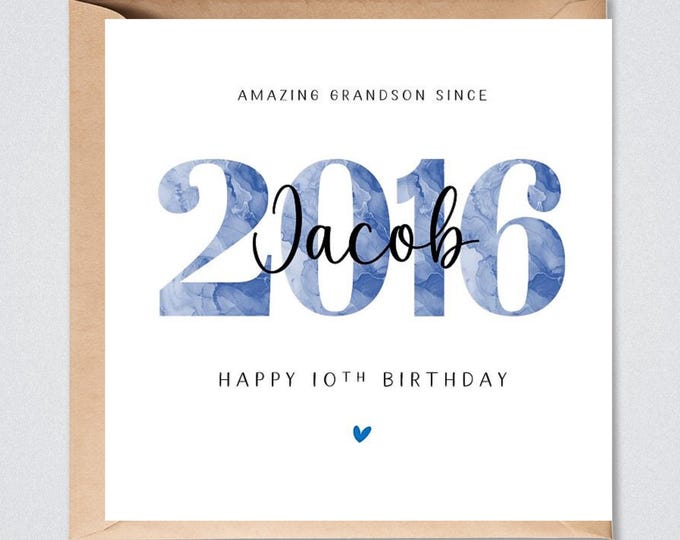 10th Birthday Card Personalised, Son, Grandson, Brother, Nephew, Him 2016