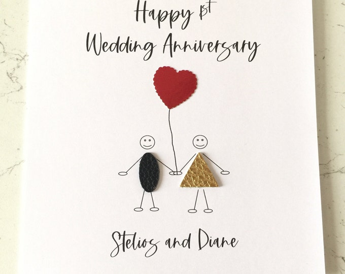 Personalised 1st Wedding Anniversary Card Paper Anniversary Him Her Husband Wife Little People Collection
