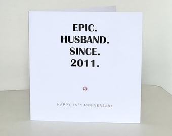 15th Wedding Anniversary Card, Crystal Anniversary, Epic Him Her Couple