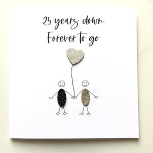 25 Years Down 25th Anniversary Card Silver Wedding Anniversary Him Her Husband Wife