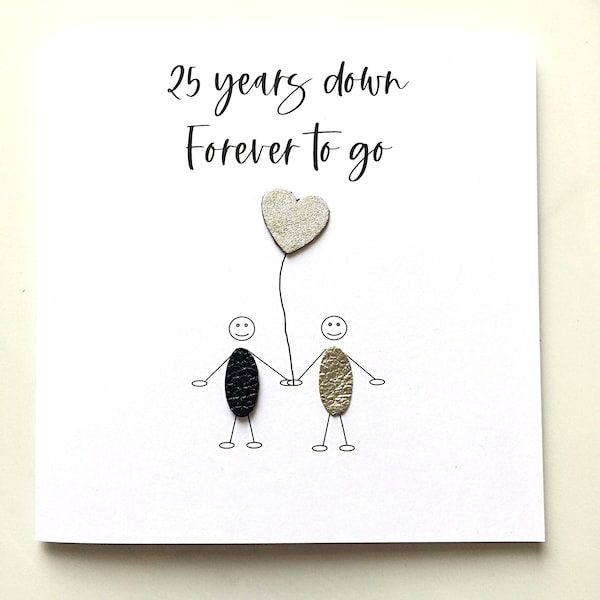 25 Years Down 25th Anniversary Card Silver Wedding Anniversary Him Her Husband Wife