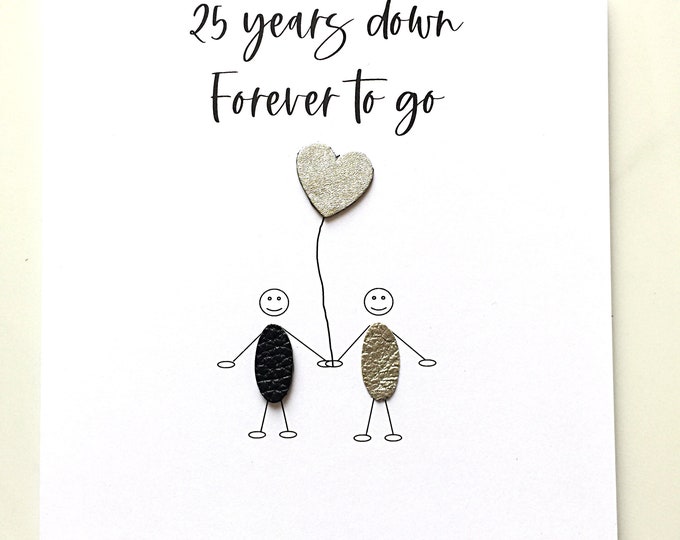 25 Years Down 25th Anniversary Card Silver Wedding Anniversary Him Her Husband Wife