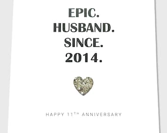 11th Wedding Anniversary Card Steel Anniversary Epic Wife Husband Him Her Couple