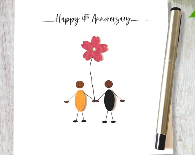 4th Anniversary Card Flower Wedding Anniversary