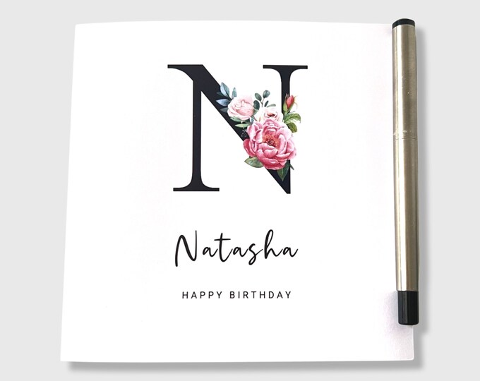 Personalised Birthday Card Initial and Name Him Her