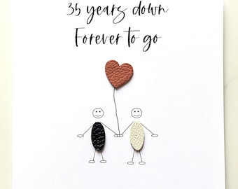 35 Years Down Forever To Go Anniversary Card 35th Coral Wedding Anniversary Wife Husband Him Her