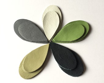 Leather Teardrop Shapes Die Cuts Green Navy White Teardrop for Earrings 5 / 10 pairs 10 / 20 Pieces