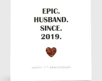 7th Wedding Anniversary Card Copper Anniversary Epic Wife Husband Him Her Couple
