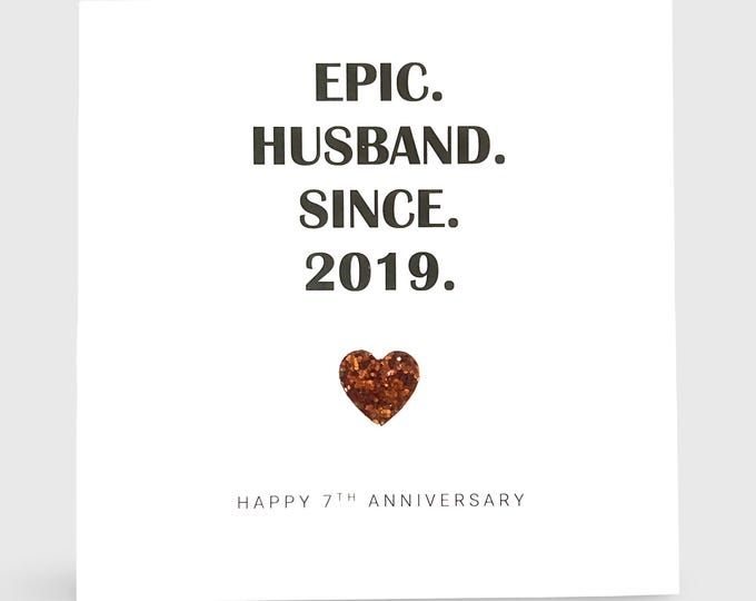 7th Wedding Anniversary Card Copper Anniversary Epic Wife Husband Him Her Couple