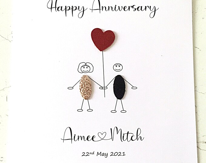 Anniversary Card Personalised Leather Hearts 3rd Wedding Anniversary Husband Wife Him Her Son Daughter Couple Friends