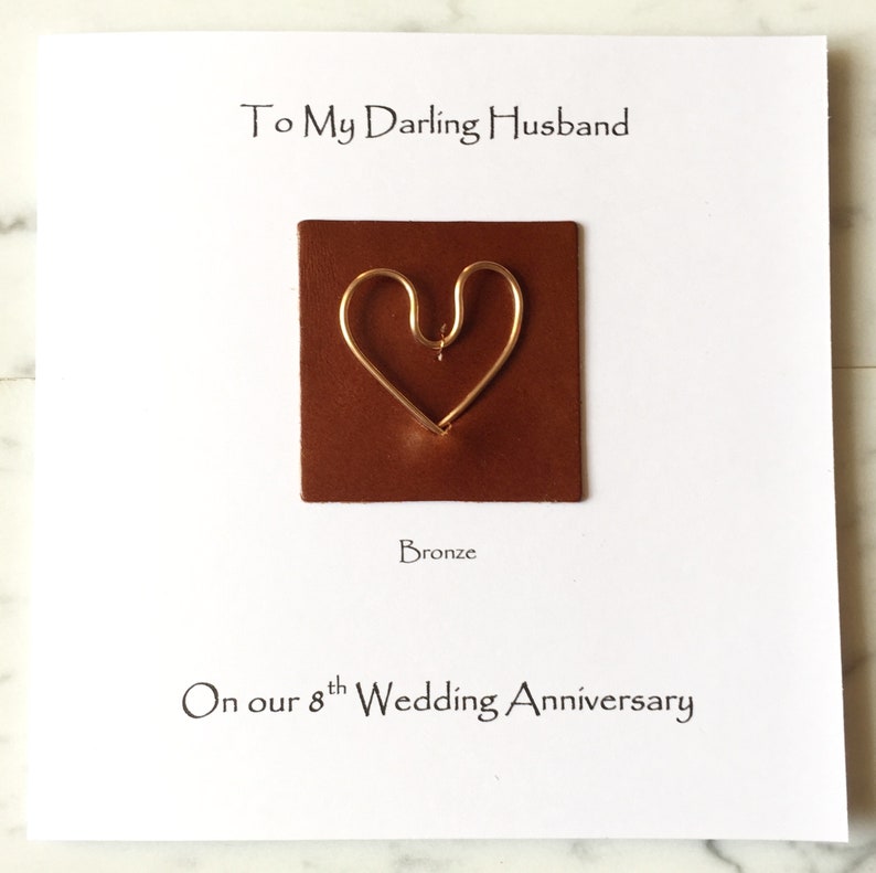 8th Wedding Anniversary Card Bronze Anniversary Leather Bronze Etsy UK