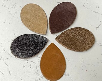 5 pairs Leather Teardrop Blanks Brown Die Cut Shapes Teardrop Earrings 10 pcs Earring Blanks