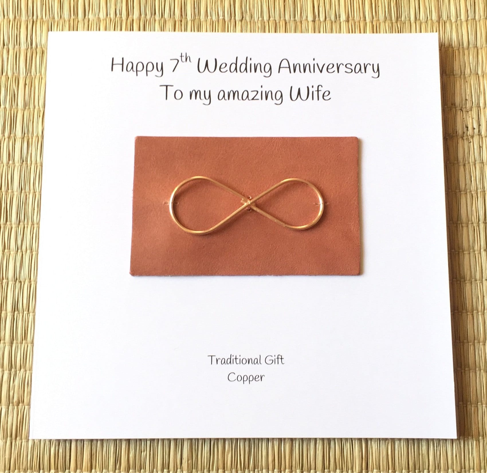 7th Wedding Anniversary Card Copper Anniversary Infinity Symbol Husband